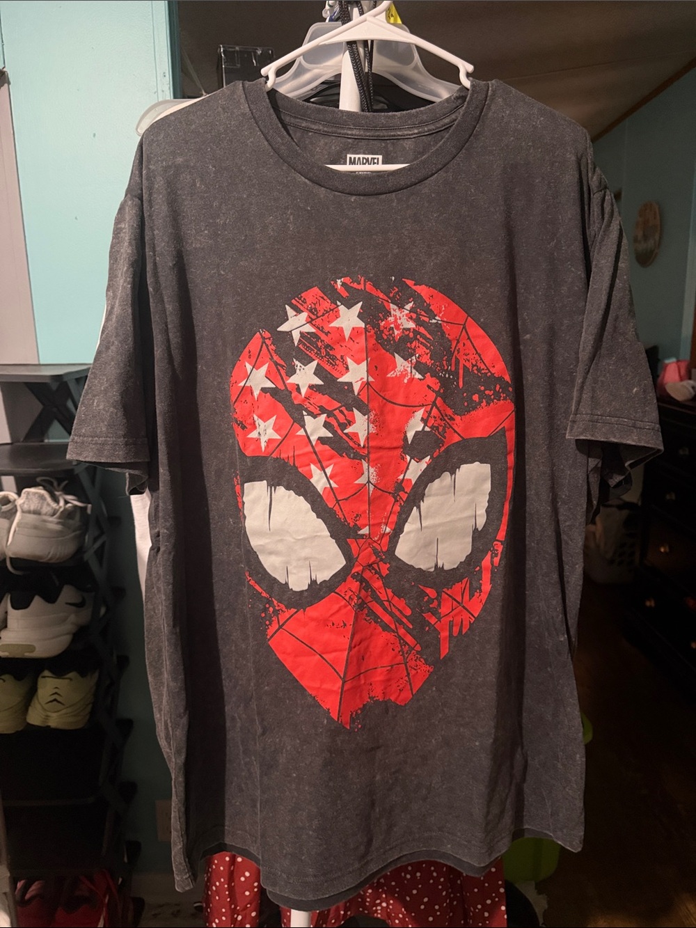Marvel Boys Black T‑Shirt with Red Spider Mask Graphic